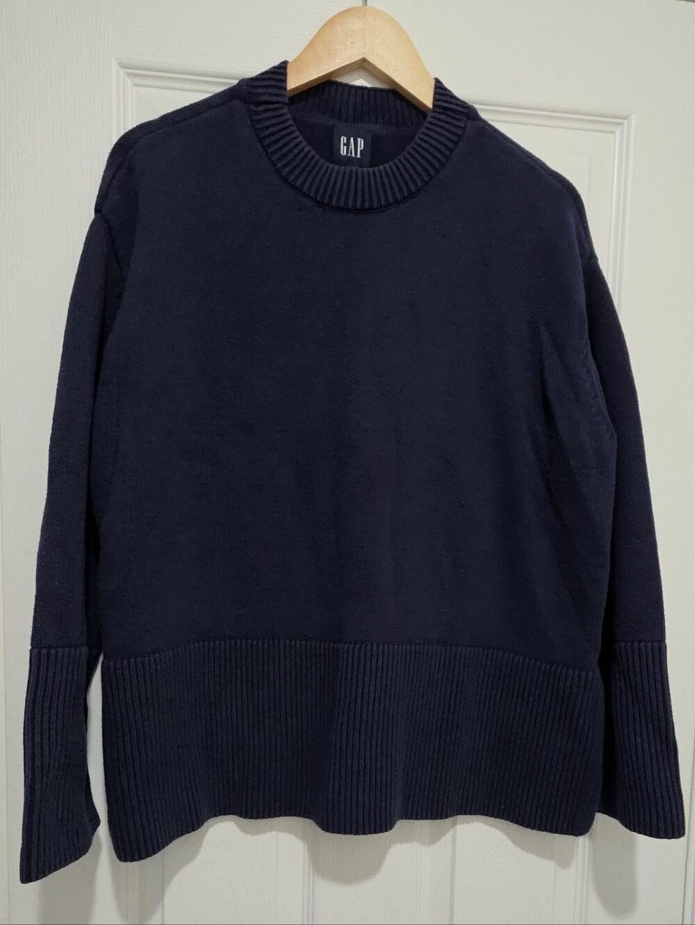 GAP Women's Navy Cotton Crewneck Sweater, XL